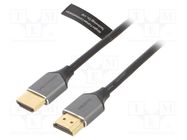 Cable; HDCP 2.2,HDMI 2.0; HDMI plug,both sides; PVC; 2m; grey VENTION