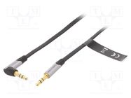 Cable; Jack 3.5mm plug,Jack 3.5mm angled plug; 1m; black 