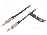 Cable; Jack 3.5mm plug,both sides; 5m; Plating: gold-plated VENTION