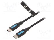 Cable; USB 2.0; USB C plug,both sides; nickel plated; 0.5m; black VENTION