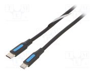 Cable; USB 2.0; USB B micro plug,USB C plug; nickel plated; 1.5m VENTION