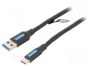 Cable; USB 3.0; USB A plug,USB C plug; nickel plated; 0.25m; PVC VENTION