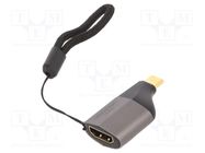 Adapter; HDMI 2.0; HDMI socket,USB C plug; gold-plated; grey VENTION