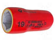 Socket; 6-angles,insulated,socket spanner; HEX 19mm; 1/2" BERNSTEIN