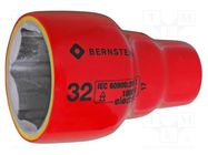 Socket; 6-angles,insulated,socket spanner; HEX 32mm; 1/2" BERNSTEIN