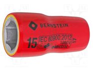 Socket; 6-angles,insulated,socket spanner; HEX 15mm; 3/8" BERNSTEIN