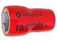 Socket; 6-angles,insulated,socket spanner; HEX 18mm; 3/8" BERNSTEIN
