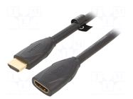 Cable; HDMI socket,HDMI plug; PVC; HDMI 2.0; 5m; black; 30AWG VENTION