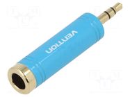 Adapter; Jack 3.5mm plug,Jack 6,3mm socket; blue VENTION