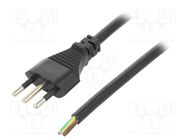 Cable; 3x0.75mm2; CEI 23-50 (L) plug,wires; PVC; 1.8m; black; 10A LIAN DUNG