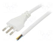 Cable; 3x1mm2; CEI 23-50 (L) plug,wires; PVC; 1.8m; white; 10A LIAN DUNG