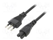 Cable; 3x0.75mm2; CEI 23-50 (L) plug,IEC C5 female; PVC; 1.8m LIAN DUNG