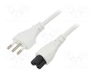Cable; 3x0.75mm2; CEI 23-50 (L) plug,IEC C5 female; PVC; 5m; 10A LIAN DUNG