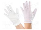 Protective gloves; ESD; M; polyester,polyurethane; white ANTISTAT