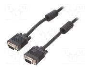 Cable; D-Sub 15pin HD plug,both sides; black; 15m GEMBIRD