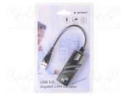 USB to Fast Ethernet adapter; USB 3.0; 10/100/1000Mbps; PnP GEMBIRD