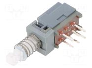 Switch: push-button; Pos: 2; DPDT; 0.1A/30VDC; ON-ON; Illumin: none E-SWITCH