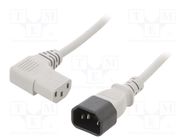 Cable; 3x0.75mm2; IEC C13 female 90°,IEC C14 male; PVC; 1m; grey LIAN DUNG