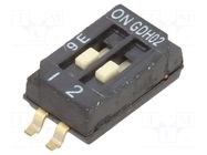 Switch: DIP-SWITCH; Poles number: 2; OFF-ON; 0.1A/50VDC; Pos: 2; SMT TE Connectivity