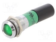 Indicator: LED; flat; green; 230VAC; Ø14mm; IP67; metal,plastic CML INNOVATIVE TECHNOLOGIES