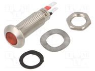 Indicator: LED; flat; red; 24÷28VDC; Ø8.1mm; IP67; stainless steel MARL