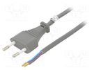 Cable; CEE 7/16 (C) plug,wires; PVC; 1.5m; grey; 2.5A; 250V Goobay