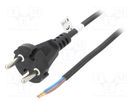 Cable; CEE 7/17 (C) plug,wires; PVC; 7.5m; black; 16A; 250V Goobay