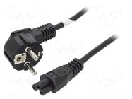 Cable; 3x0.75mm2; CEE 7/7 (E/F) plug angled,IEC C5 female; PVC GOOBAY