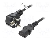Cable; 3x1mm2; CEE 7/7 (E/F) plug angled,IEC C13 female; PVC GOOBAY