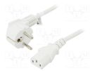 Cable; CEE 7/7 (E/F) plug angled,IEC C13 female; PVC; 5m; white Goobay