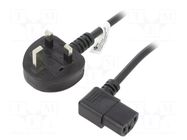 Cable; 3x1mm2; BS 1363 (G) plug,IEC C13 female angled right GOOBAY