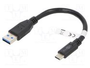 Cable; USB 3.0; USB A plug,USB C plug; 0.15m; black Goobay