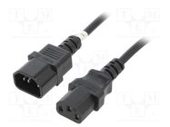 Cable; IEC C13 female,IEC C14 male; PVC; 0.5m; black; 10A; 250V Goobay