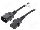 Cable; IEC C13 female,IEC C14 male; PVC; 1.5m; black; 10A; 250V Goobay