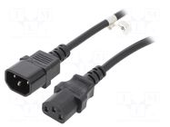 Cable; 3x0.75mm2; IEC C13 female,IEC C14 male; PVC; 1.5m; black GOOBAY