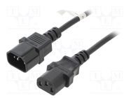 Cable; IEC C13 female,IEC C14 male; PVC; 2m; black; 10A; 250V Goobay