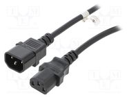 Cable; IEC C13 female,IEC C14 male; PVC; 3.5m; black; 10A; 250V 