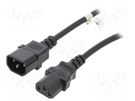Cable; IEC C13 female,IEC C14 male; PVC; 5m; black; 10A; 250V Goobay