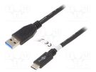 Cable; USB 3.0; USB A plug,USB C plug; 3m; black Goobay