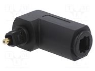 Adapter; Toslink socket,Toslink plug angled; black 