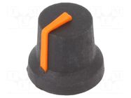 Knob; with pointer; rubber,plastic; Øshaft: 6mm; Ø16.8x14.5mm CLIFF