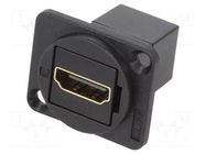 Coupler; HDMI socket,both sides; FT; gold-plated; 19x24mm; metal CLIFF