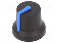 Knob; with pointer; rubber,plastic; Øshaft: 6mm; Ø16.8x14.5mm CLIFF