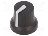 Knob; with pointer; rubber,plastic; Øshaft: 6mm; Ø16.8x14.5mm CLIFF