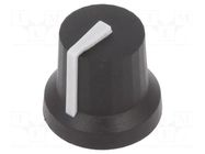 Knob; with pointer; rubber,plastic; Øshaft: 6mm; Ø16.8x14.5mm CLIFF