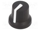Knob; with pointer; rubber,plastic; Øshaft: 6mm; Ø16.8x14.5mm CLIFF