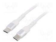 Cable; USB 2.0; USB C plug,both sides; nickel plated; 0.5m; white AKYGA