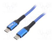 Cable; USB 2.0; USB C plug,both sides; nickel plated; 0.5m; blue AKYGA