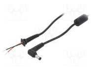 Cable; 2x0.5mm2; wires,DC 5,5/2,1 plug; angled; black; 1.2m AKYGA