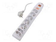 Plug socket strip: protective; Sockets: 7; 230VAC; 10A; grey HSK DATA